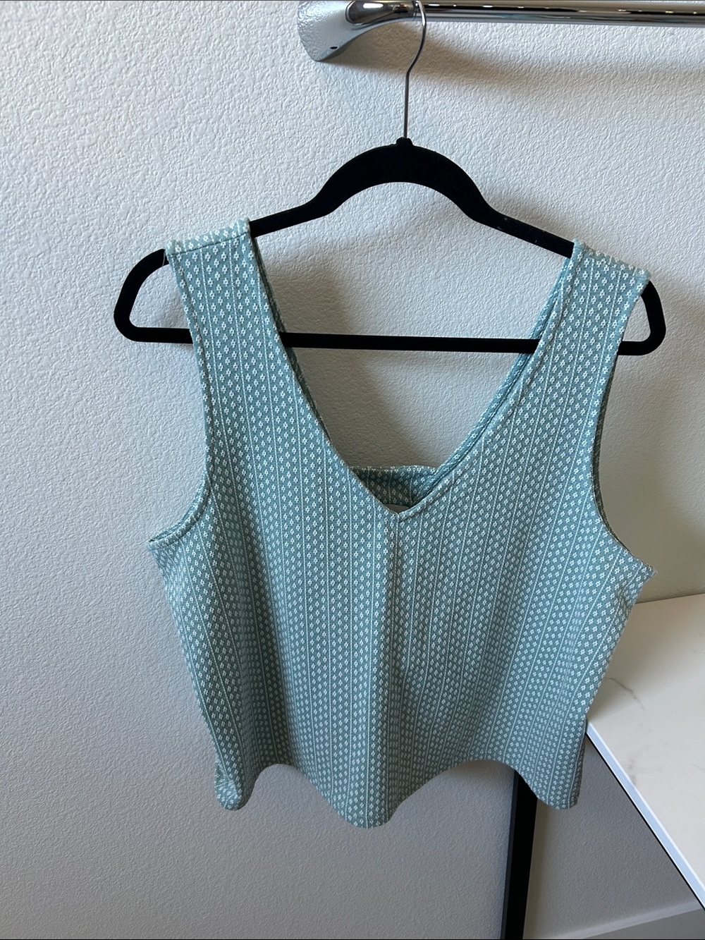 Madewell Sleeveless V-Neck Mint Green Patterned Women's tank top